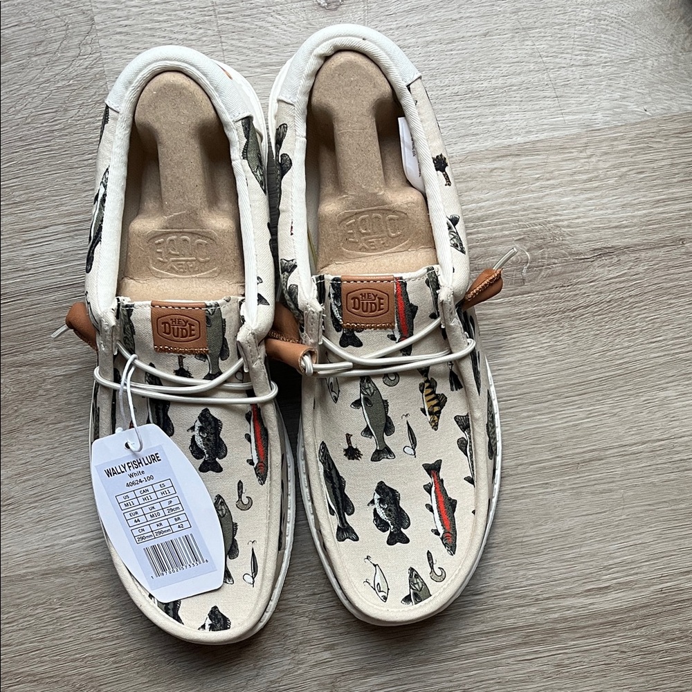 Hey Dude Fish Lure Pattern Canvas Shoes
